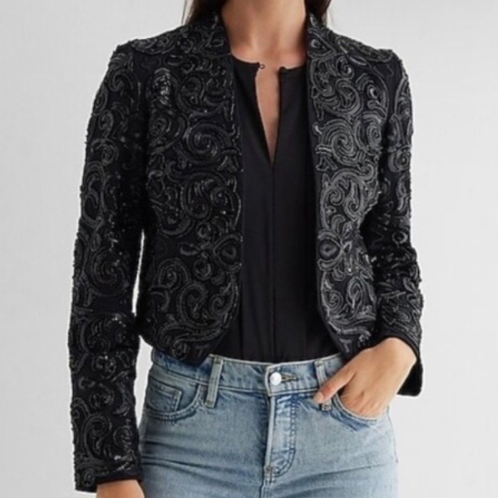Express Black Sequined Blazer